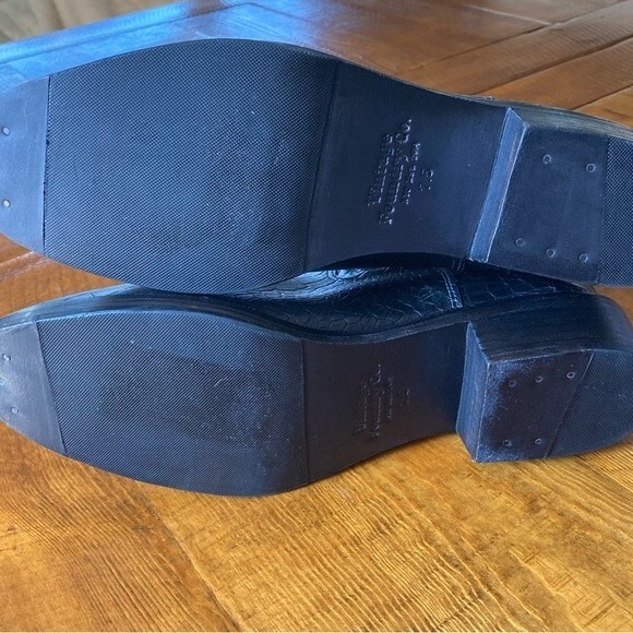 NEW Vintage Foundry Co. Main Croc Embossed Black Leather Ankle Boot Size 7.5 - Picture 14 of 16